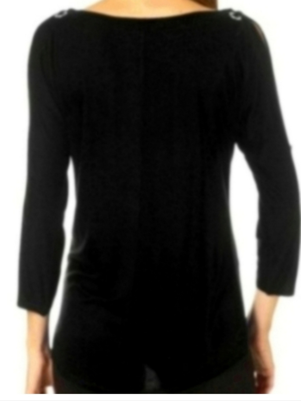 Black Rhinestone Knit Top Rhinestone Crystal Grommets Dressy Medium - Picture 4 of 11